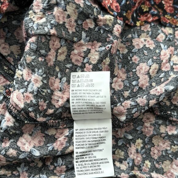 American Eagle Shorts Women Medium Black Pink Micro Floral Flowers Lounge Casual - Picture 7 of 8